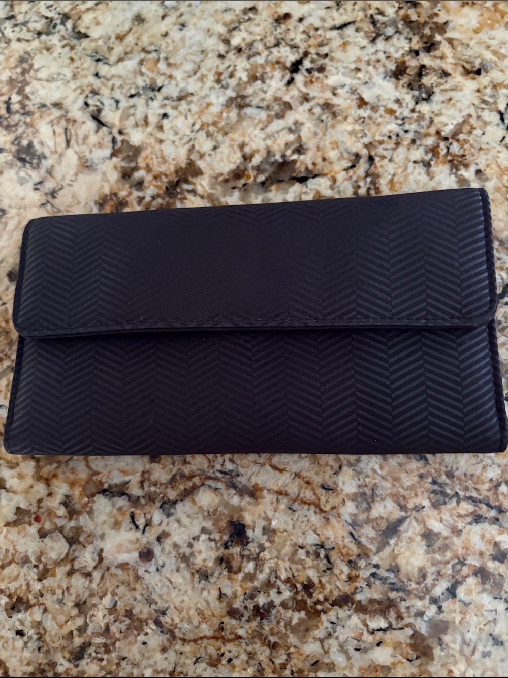 Textured Black/Brown Chevron Clutch Wallet